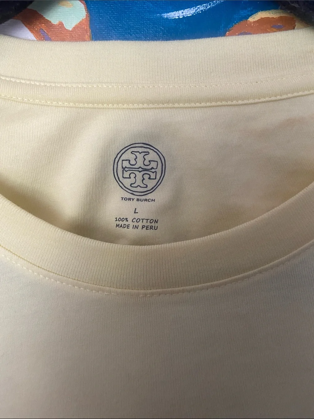 Tory Burch Cream Tee with Peach Graphic